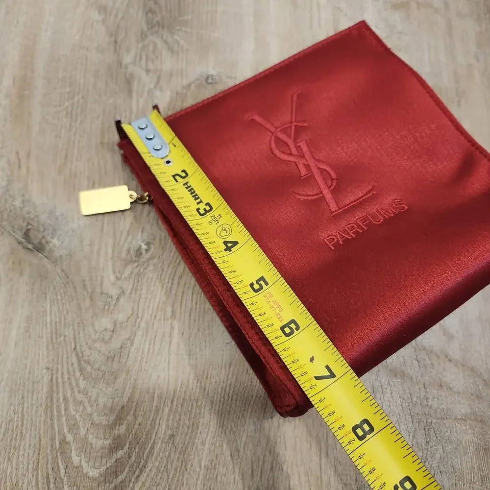YSL Parfums Yves Saint Laurent Satin Cosmetic Bag Makeup Jewelry Travel Toiletry